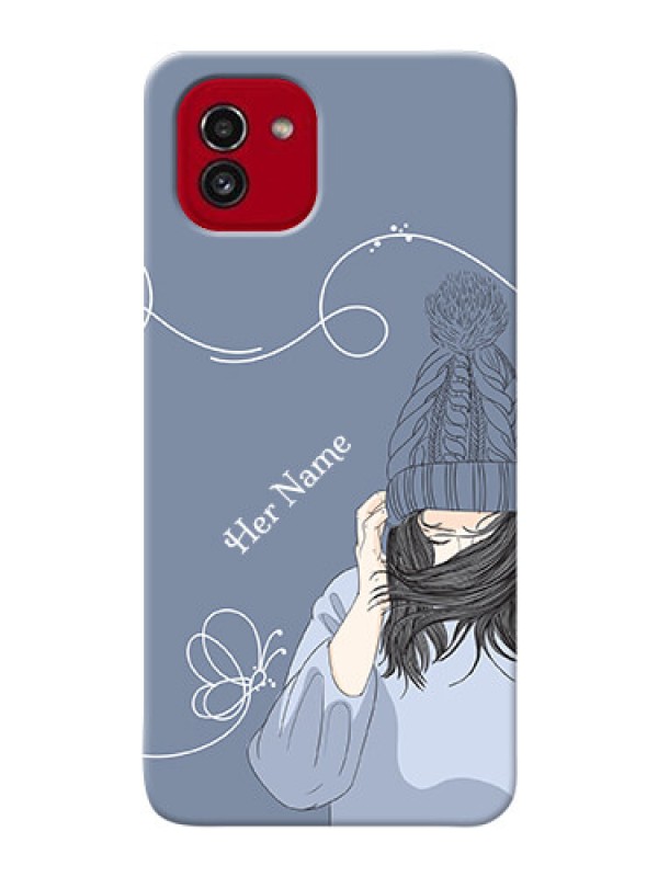 Custom Galaxy A03 Custom Mobile Case with Girl in winter outfit Design