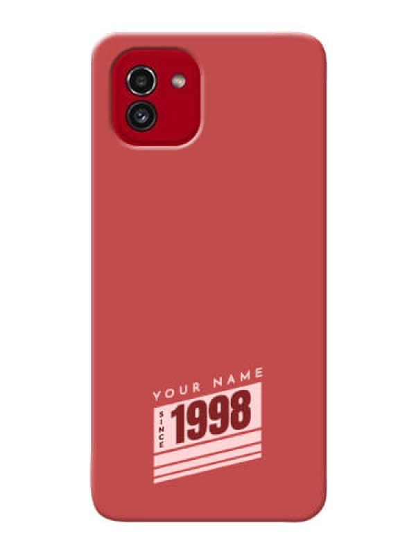 Custom Galaxy A03 Phone Back Covers: Red custom year of birth Design