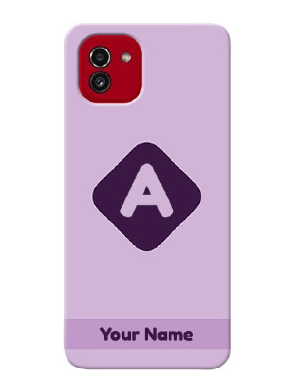 Custom Galaxy A03 Custom Mobile Case with Custom Letter in curved badge  Design