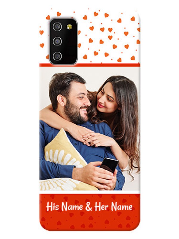 Custom Galaxy A03s Phone Back Covers: Orange Love Symbol Design