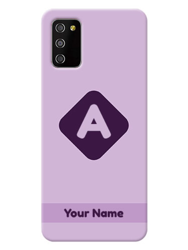 Custom Galaxy A03S Custom Mobile Case with Custom Letter in curved badge  Design