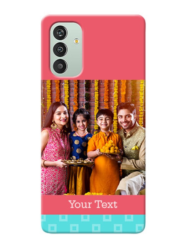 Custom Galaxy A04s Mobile Back Covers: Peach & Blue Color Design