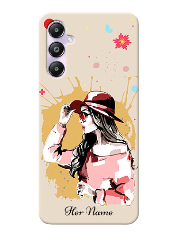 Custom Galaxy A05s Photo Printing on Case with Women with pink hat Design