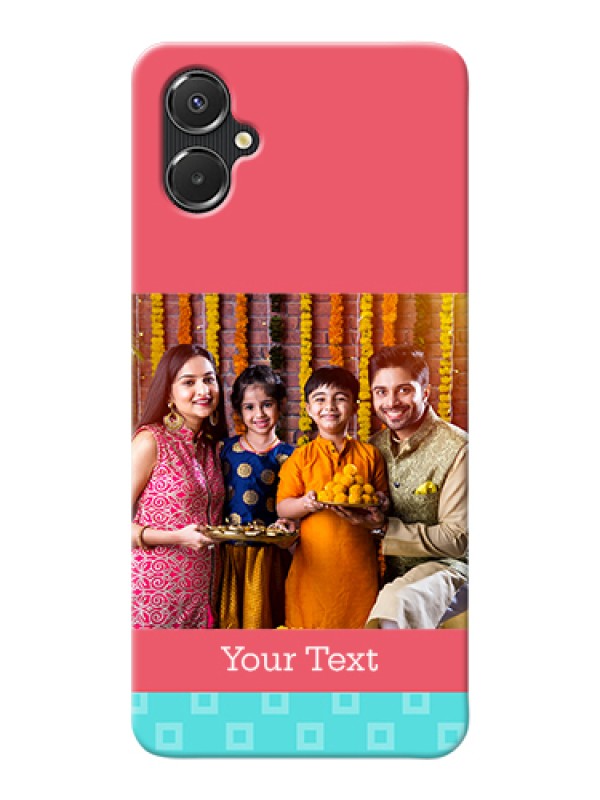 Custom Galaxy A06 Custom Hard Phone Case - Peach & Blue Color Design