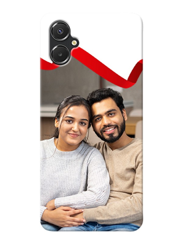 Custom Galaxy A06 Custom Hard Phone Case - Red Ribbon Frame Design