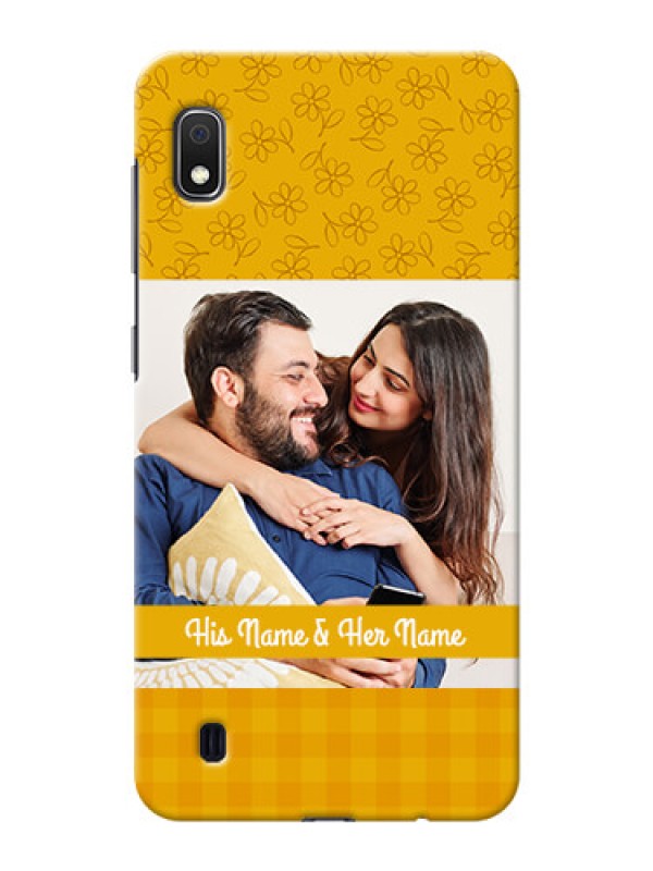 Custom Galaxy A10 mobile phone covers: Yellow Floral Design