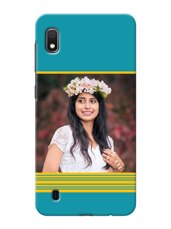 Custom Galaxy A10 personalized phone covers: Yellow & Blue Design 