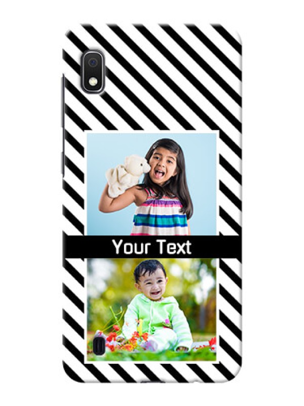Custom Galaxy A10 Back Covers: Black And White Stripes Design