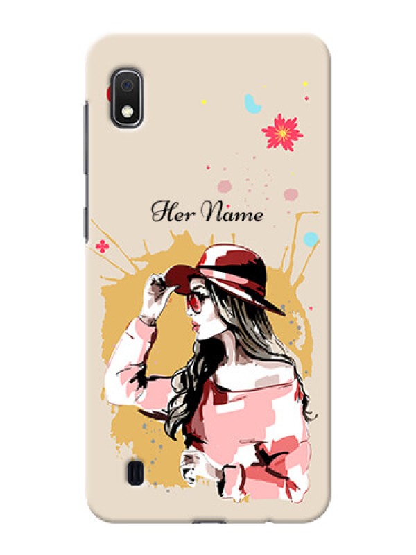 Custom Galaxy A10 Back Covers: Women with pink hat  Design