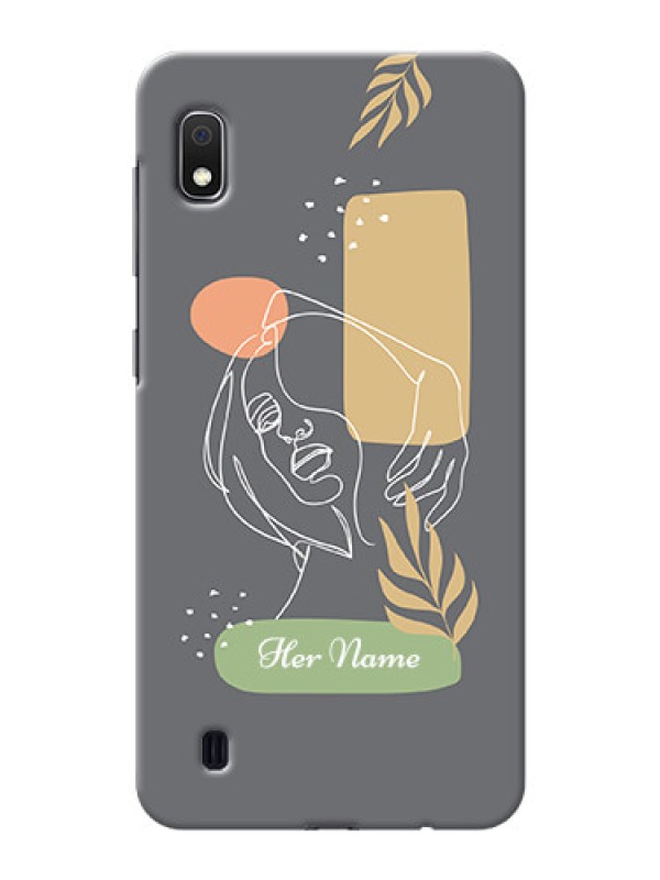 Custom Galaxy A10 Phone Back Covers: Gazing Woman line art Design