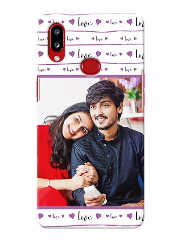 Custom Galaxy A10s Mobile Back Covers: Couples Heart Design