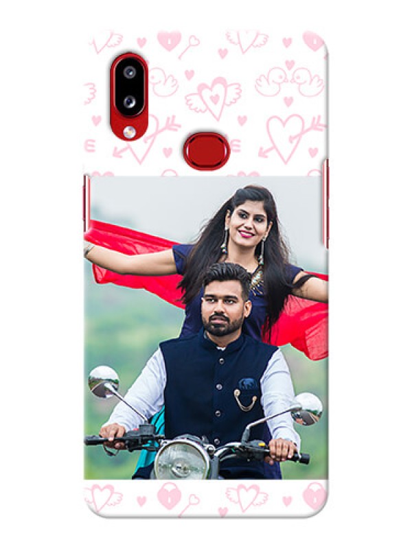 Custom Galaxy A10s personalized phone covers: Pink Flying Heart Design
