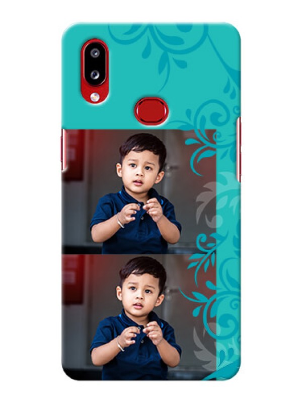 Custom Galaxy A10s Mobile Cases with Photo and Green Floral Design 