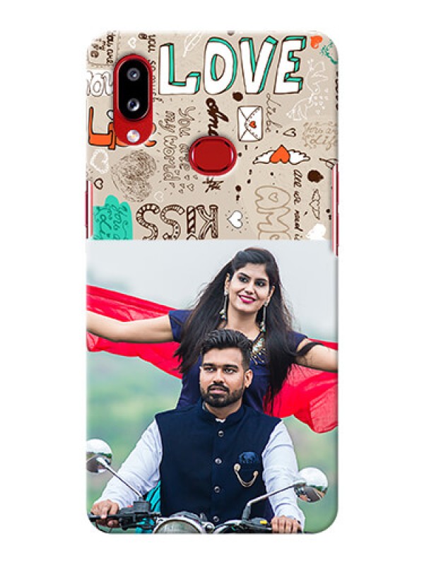 Custom Galaxy A10s Personalised mobile covers: Love Doodle Pattern 