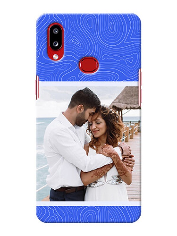 Custom Galaxy A10S Mobile Back Covers: Curved line art with blue and white Design