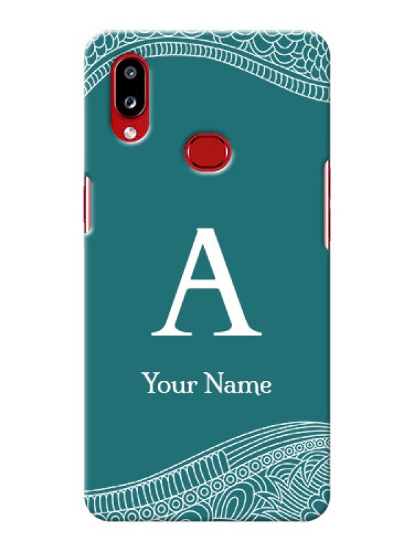Custom Galaxy A10S Mobile Back Covers: line art pattern with custom name Design