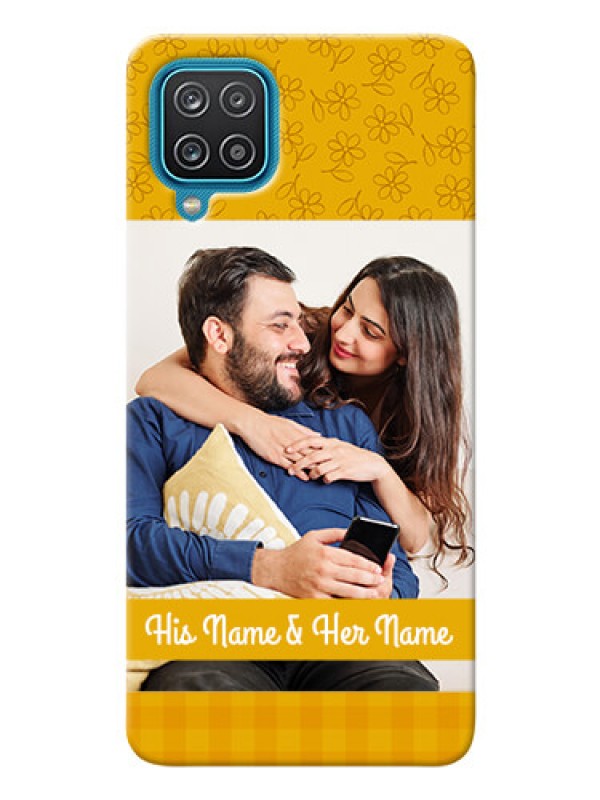 Custom Galaxy A12 mobile phone covers: Yellow Floral Design