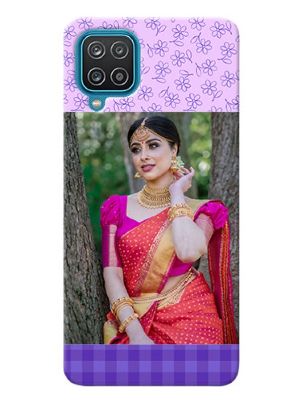 Custom Galaxy A12 Mobile Cases: Purple Floral Design