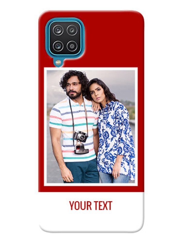 Custom Galaxy A12 mobile phone covers: Simple Red Color Design