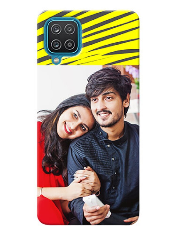 Custom Galaxy A12 Personalised mobile covers: Yellow Abstract Design