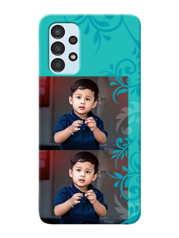 Custom Galaxy A13 Mobile Cases with Photo and Green Floral Design 