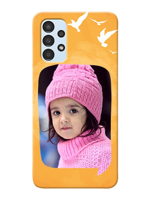 Custom Galaxy A13 Phone Covers: Water Color Design with Bird Icons