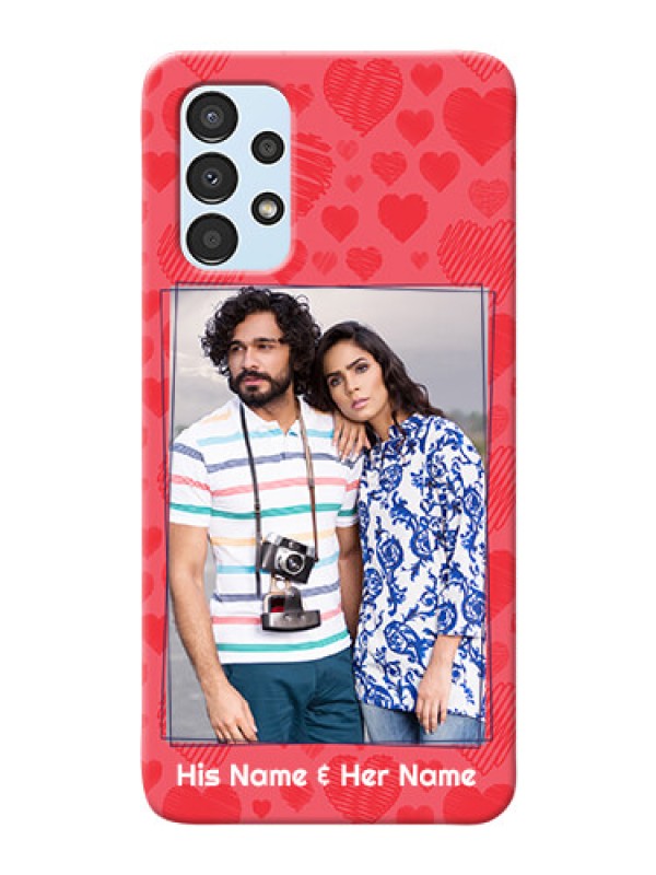 Custom Galaxy A13 Mobile Back Covers: with Red Heart Symbols Design