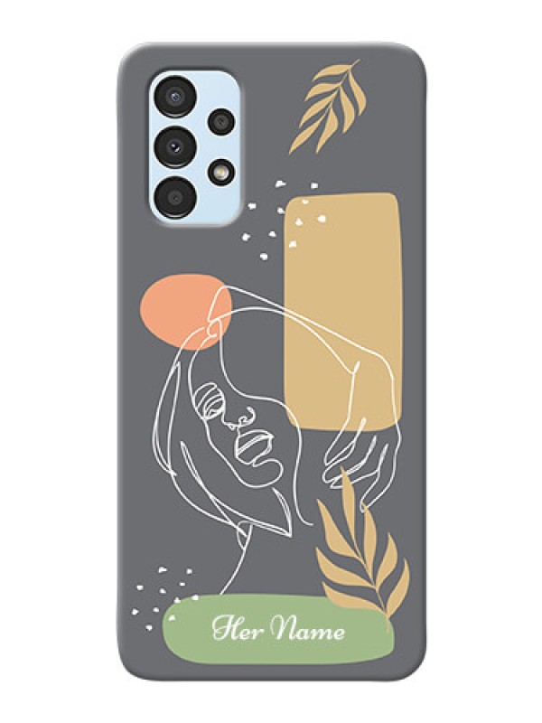 Custom Galaxy A13 Phone Back Covers: Gazing Woman line art Design