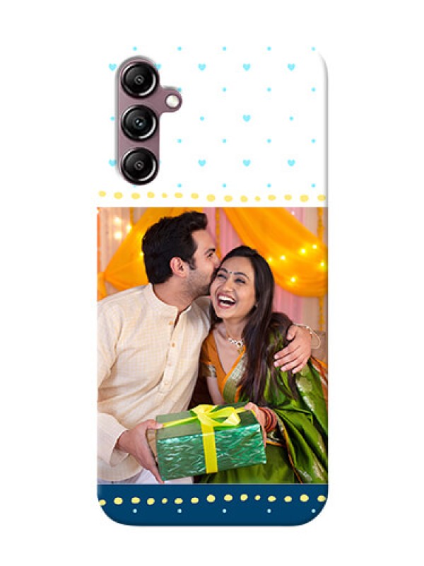 Custom Galaxy A14 Phone Covers: White and Blue Abstract Design