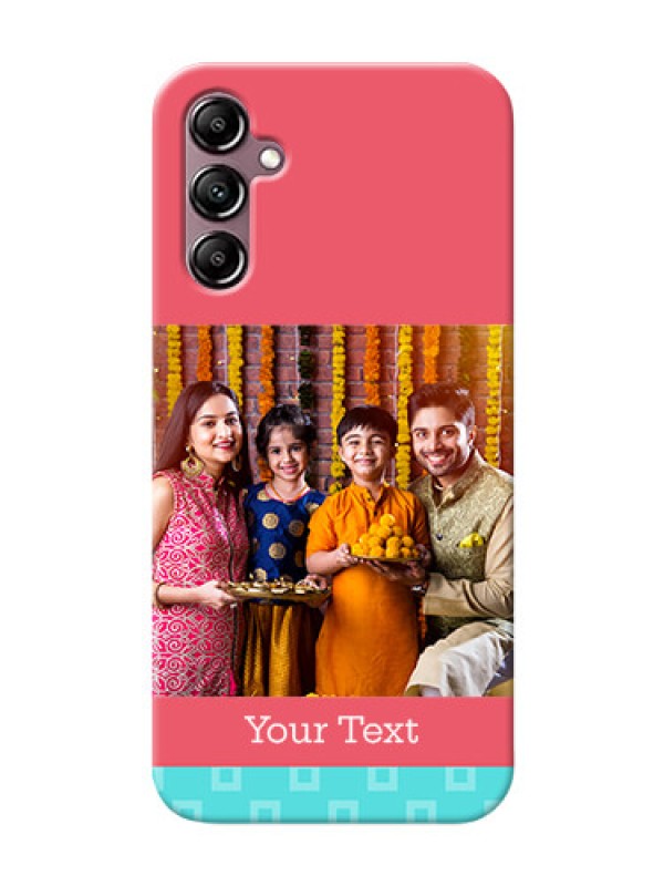 Custom Galaxy A14 Mobile Back Covers: Peach & Blue Color Design