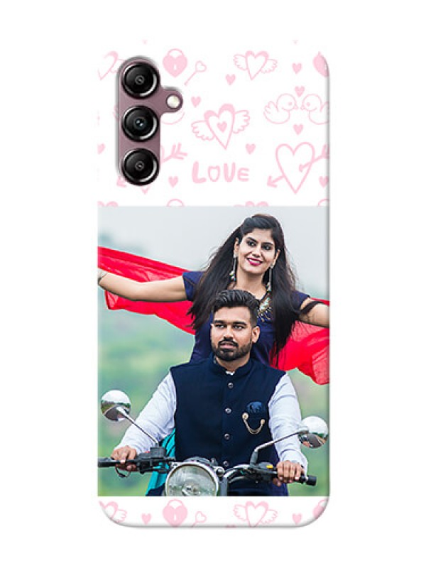 Custom Galaxy A14 personalized phone covers: Pink Flying Heart Design