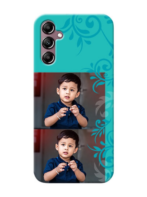 Custom Galaxy A14 Mobile Cases with Photo and Green Floral Design 