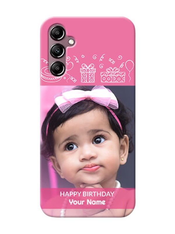 Custom Galaxy A14 Custom Mobile Cover with Birthday Line Art Design