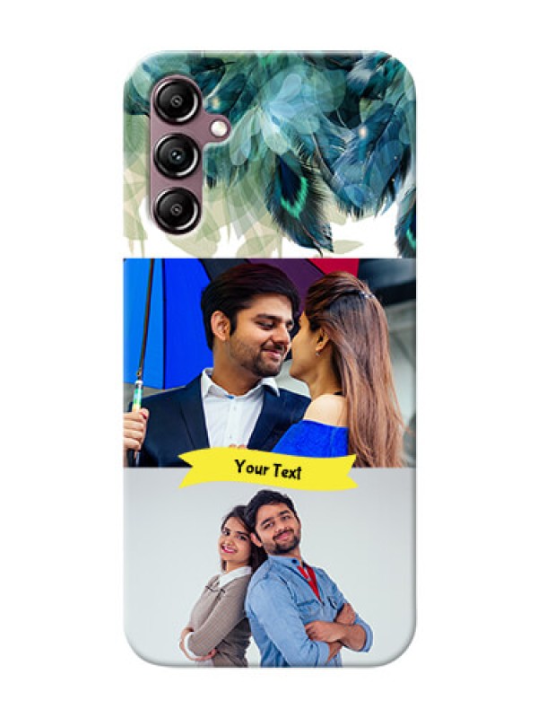 Custom Galaxy A14 Phone Cases: Image with Boho Peacock Feather Design