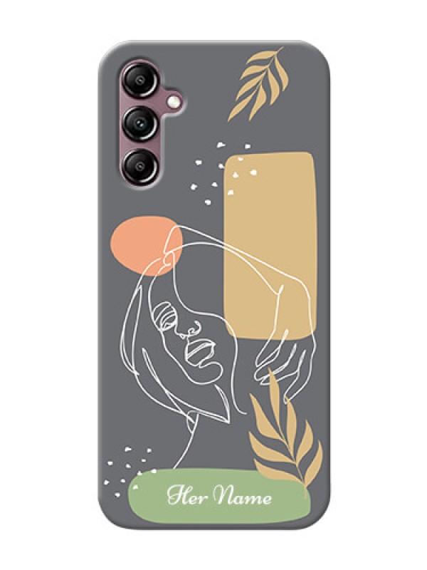 Custom Galaxy A14 Phone Back Covers: Gazing Woman line art Design