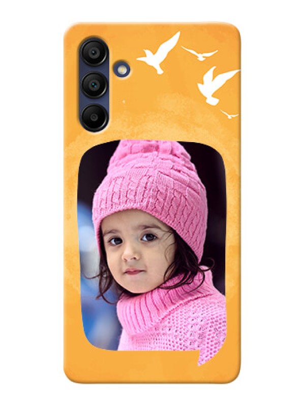 Custom Galaxy A15 5G Phone Covers: Water Color Design with Bird Icons