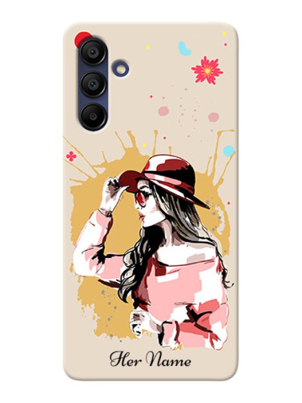 Custom Galaxy A15 5G Photo Printing on Case with Women with pink hat Design