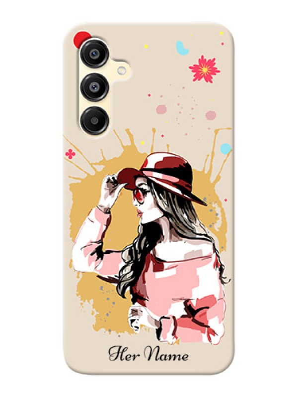 Custom Galaxy A16 5G Photo Printing on Case with Women with pink hat Design