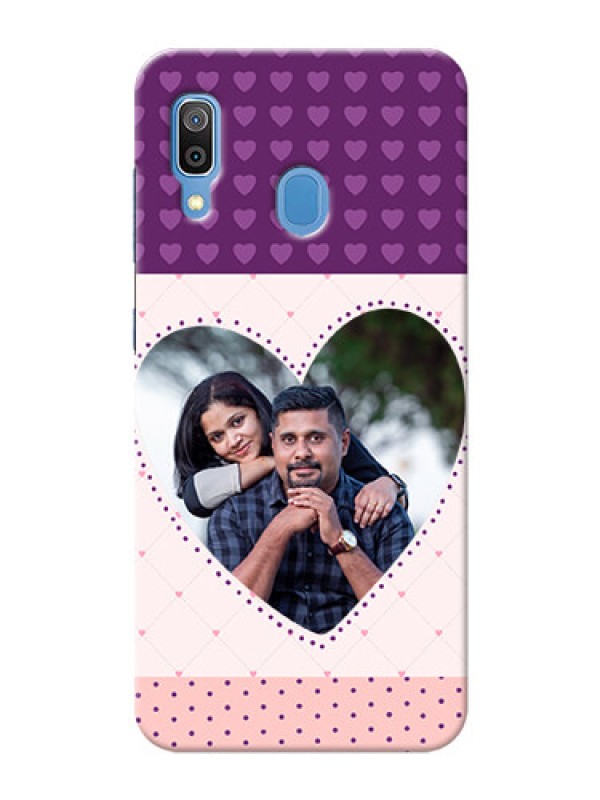 Custom Galaxy A20 Mobile Back Covers: Violet Love Dots Design