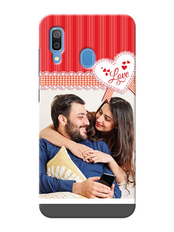 Custom Galaxy A20 phone cases online: Red Love Pattern Design