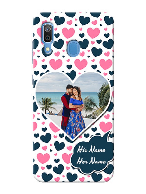 Custom Galaxy A20 Mobile Covers Online: Pink & Blue Heart Design