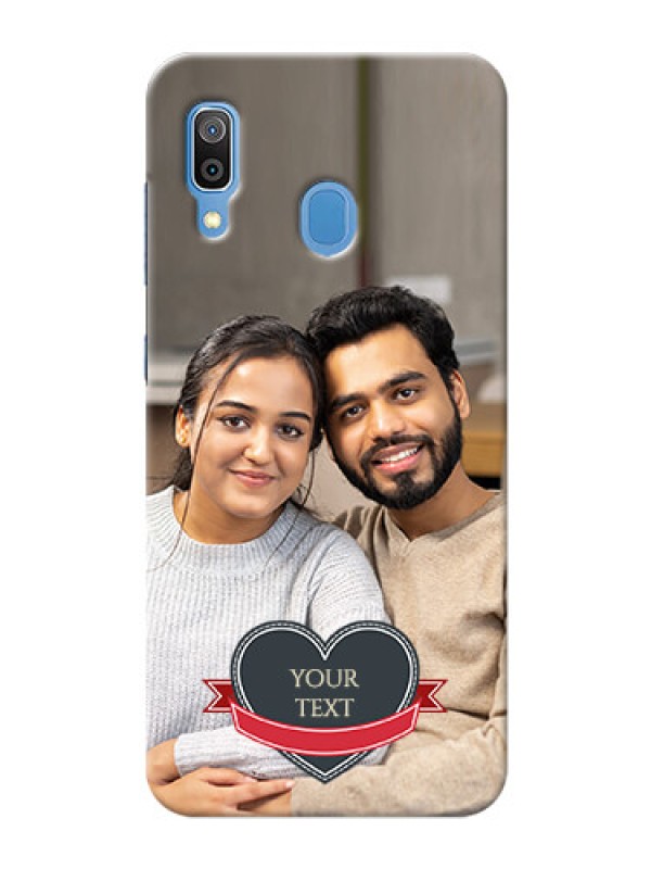 Custom Galaxy A20 mobile back covers online: Just Married Couple Design