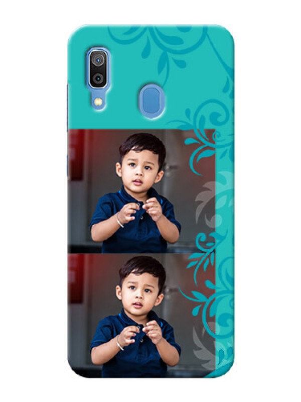 Custom Galaxy A20 Mobile Cases with Photo and Green Floral Design 