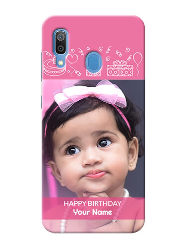 Custom Galaxy A20 Custom Mobile Cover with Birthday Line Art Design
