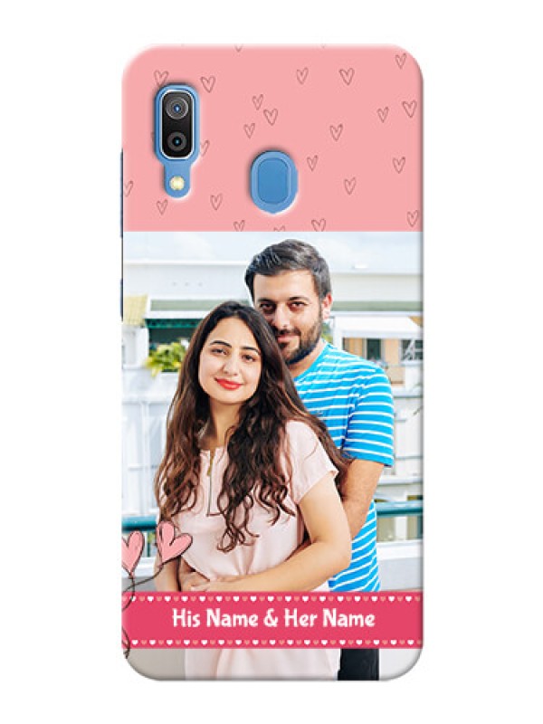 Custom Galaxy A20 phone back covers: Love Design Peach Color