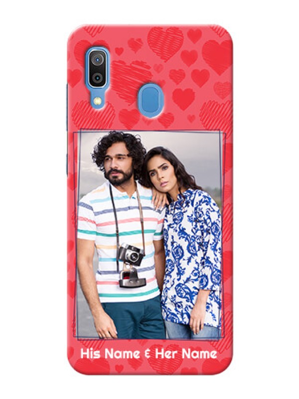 Custom Galaxy A20 Mobile Back Covers: with Red Heart Symbols Design