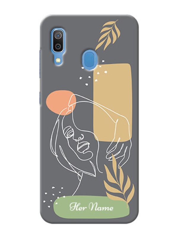 Custom Galaxy A20 Phone Back Covers: Gazing Woman line art Design