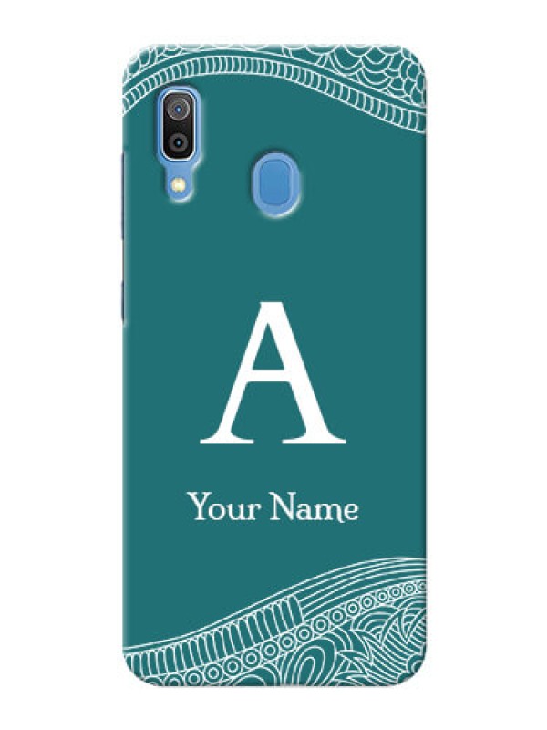 Custom Galaxy A20 Mobile Back Covers: line art pattern with custom name Design
