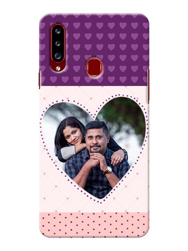 Custom Galaxy A20s Mobile Back Covers: Violet Love Dots Design