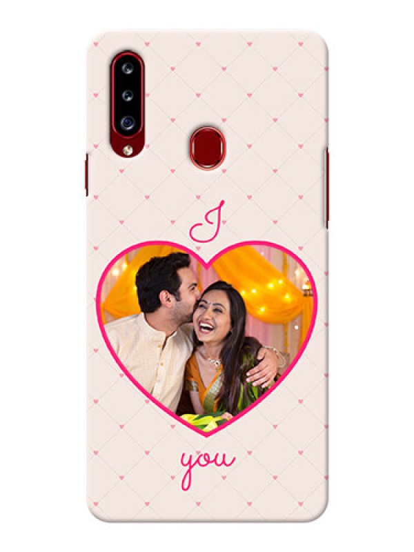 Custom Galaxy A20s Personalized Mobile Covers: Heart Shape Design